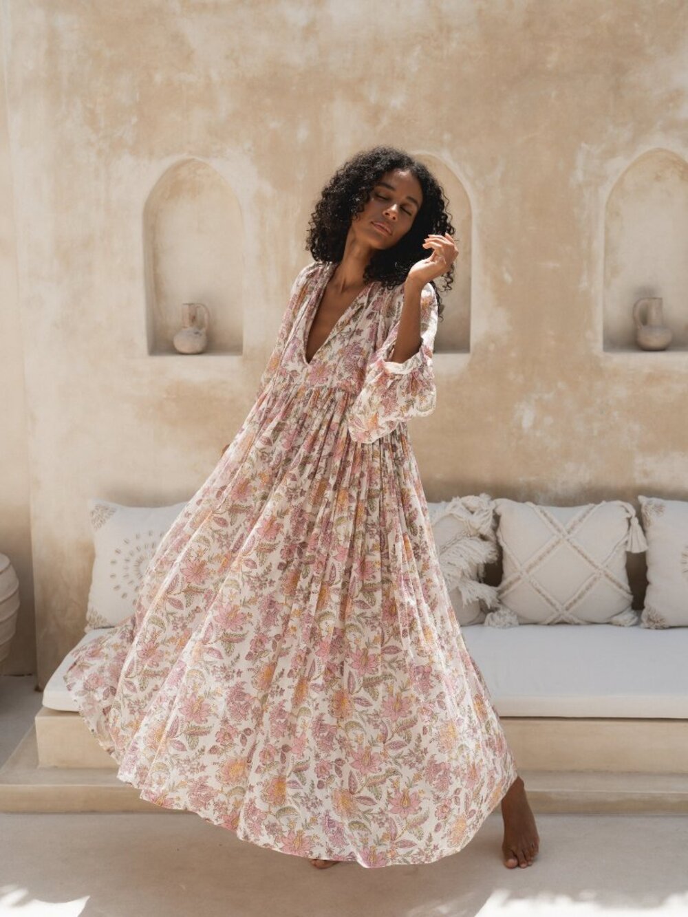 Daughters of India Kyra maxi in Fuschia Bloom